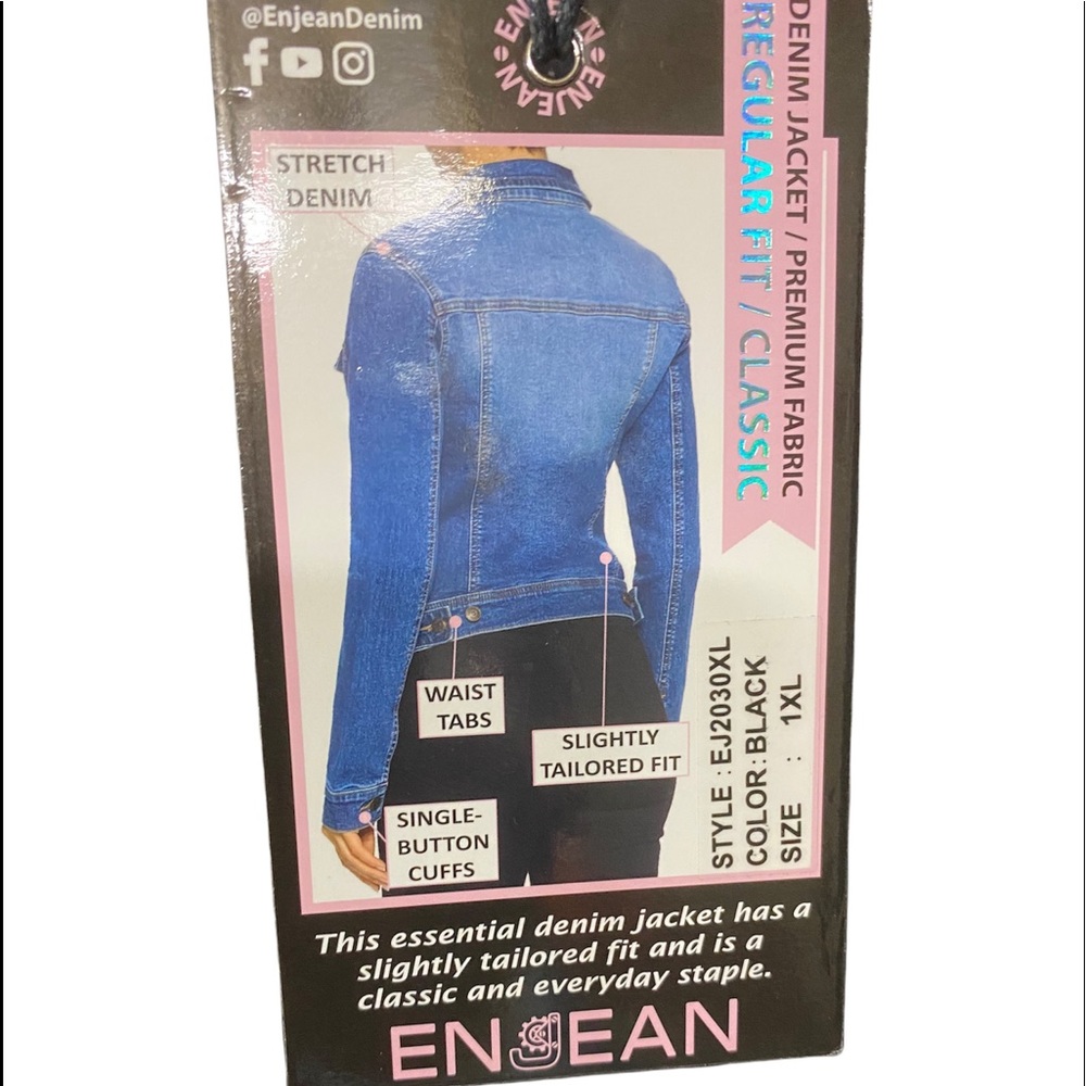 NWT Women’s ENJEAN Black Denim Jacket Size 1XL - Picture 12 of 12